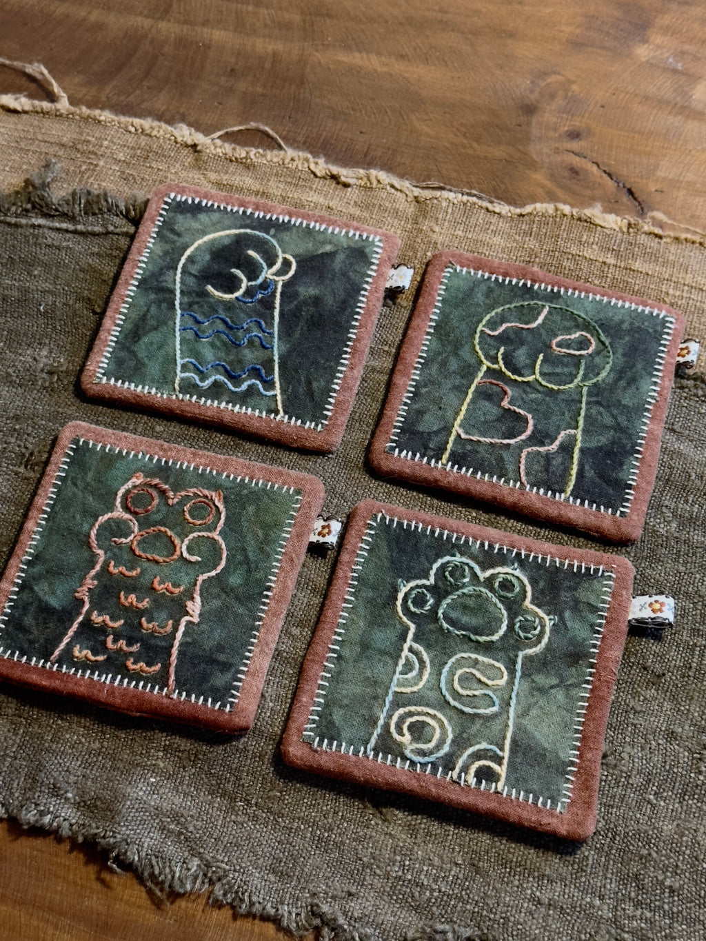 Wabi-Sabi Plant-Dyed Cat Paw Coasters – Set of 4 (Copy)