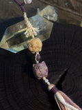 Alashan Agate Double Pig Bag Charm | Hand Knotted Tassel Pendant