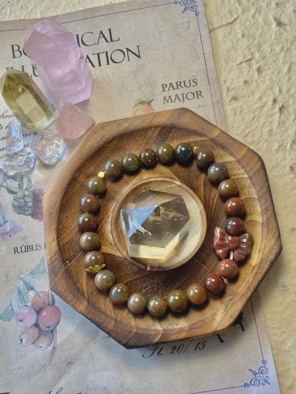 Aged Alashan agate bracelet with jade-like natural stone finish