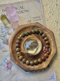 Aged Alashan agate bracelet with jade-like natural stone finish