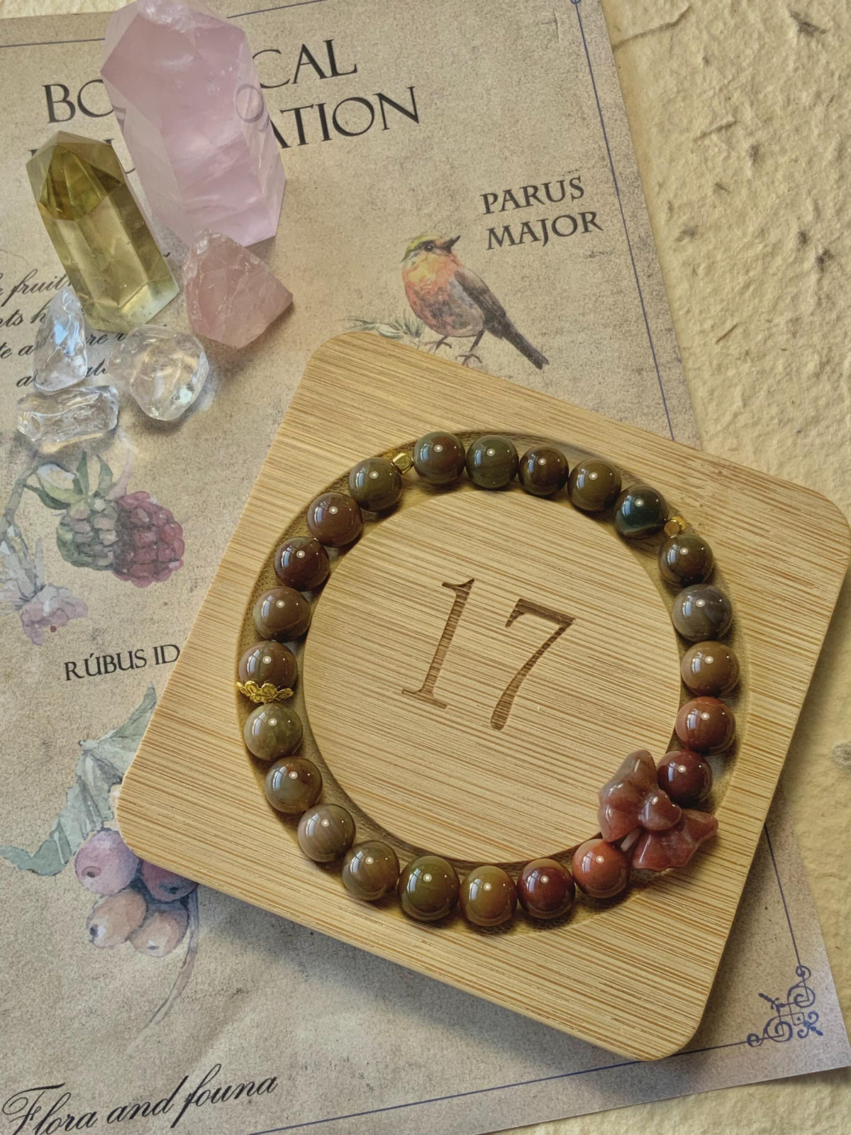 Aged Alashan agate bracelet natural gemstone detail