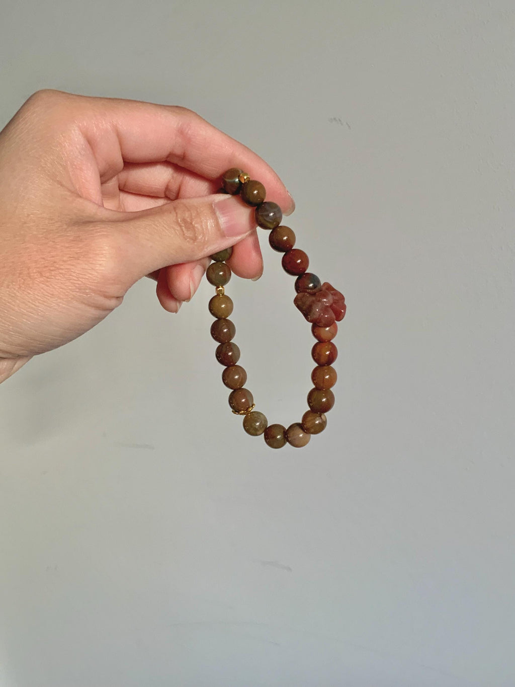 Aged Alashan agate bracelet natural gemstone detail