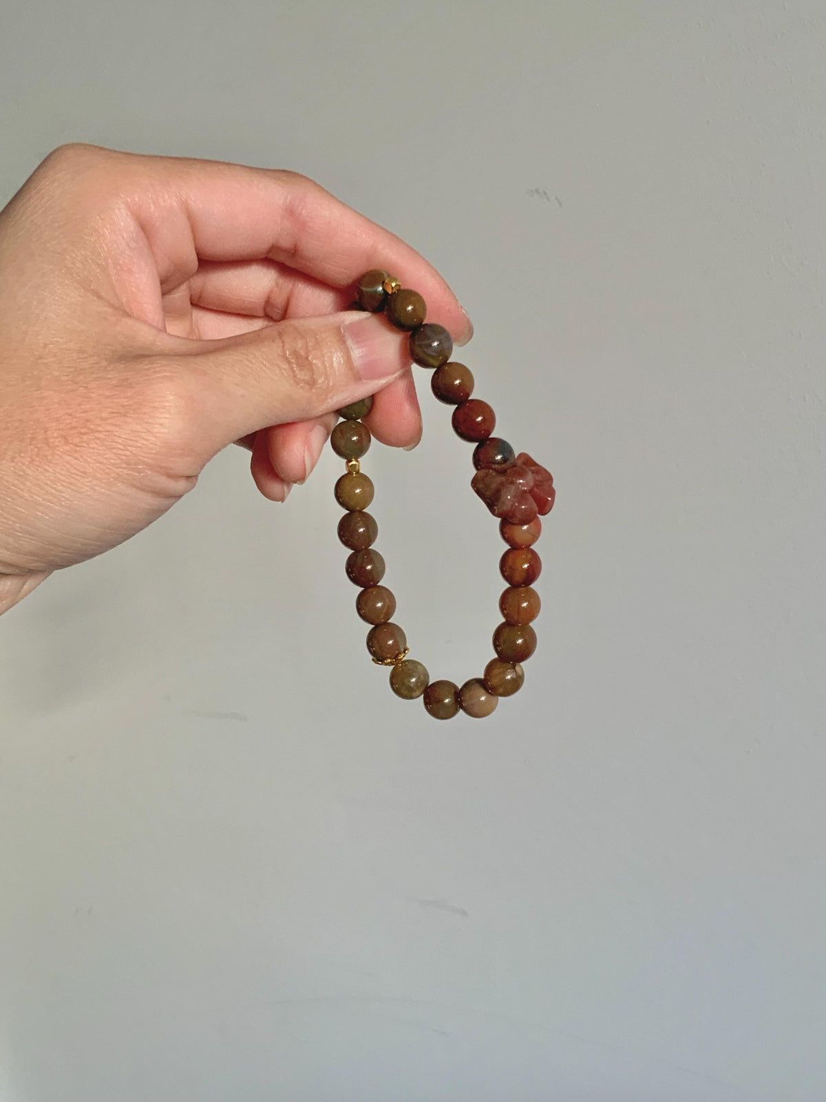 Aged Alashan agate bracelet natural gemstone detail