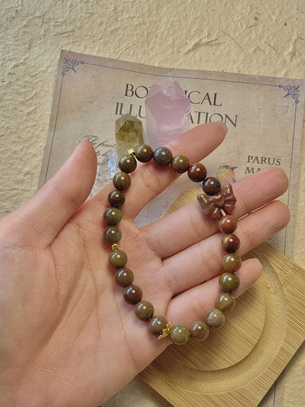 Aged Alashan agate bracelet natural gemstone detail