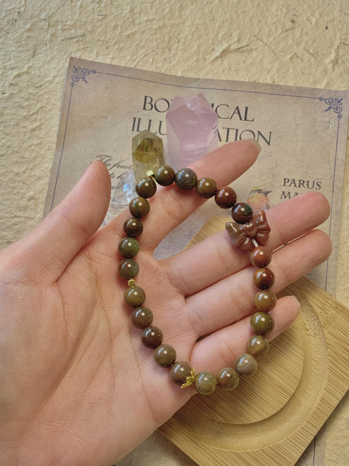 Aged Alashan agate bracelet natural gemstone detail