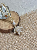 Natural Alashan agate carved cinnamon dog charm