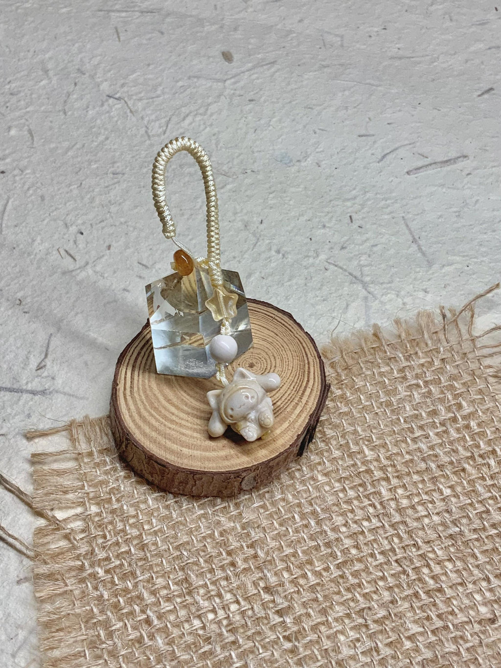 Hand carved Alashan agate dog pendant detail