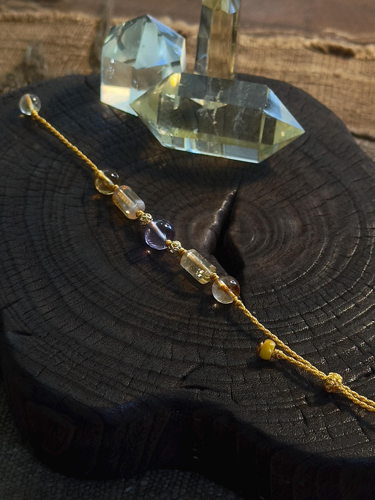 Brazilian Amethyst and Citrine Handwoven Bracelet