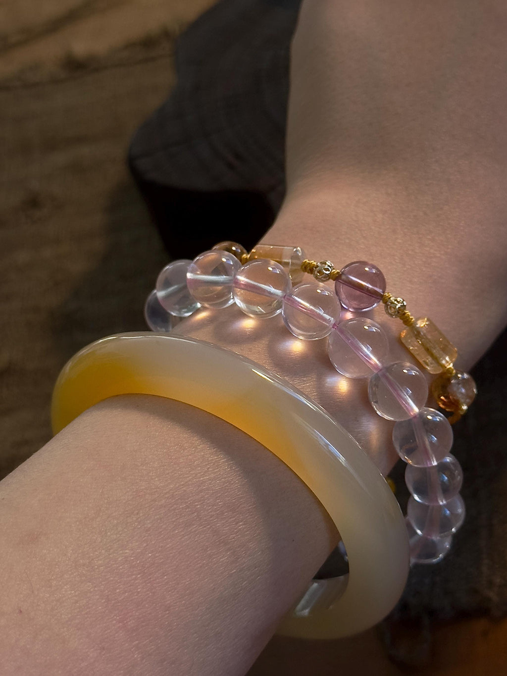 Brazilian Amethyst and Citrine Handwoven Bracelet