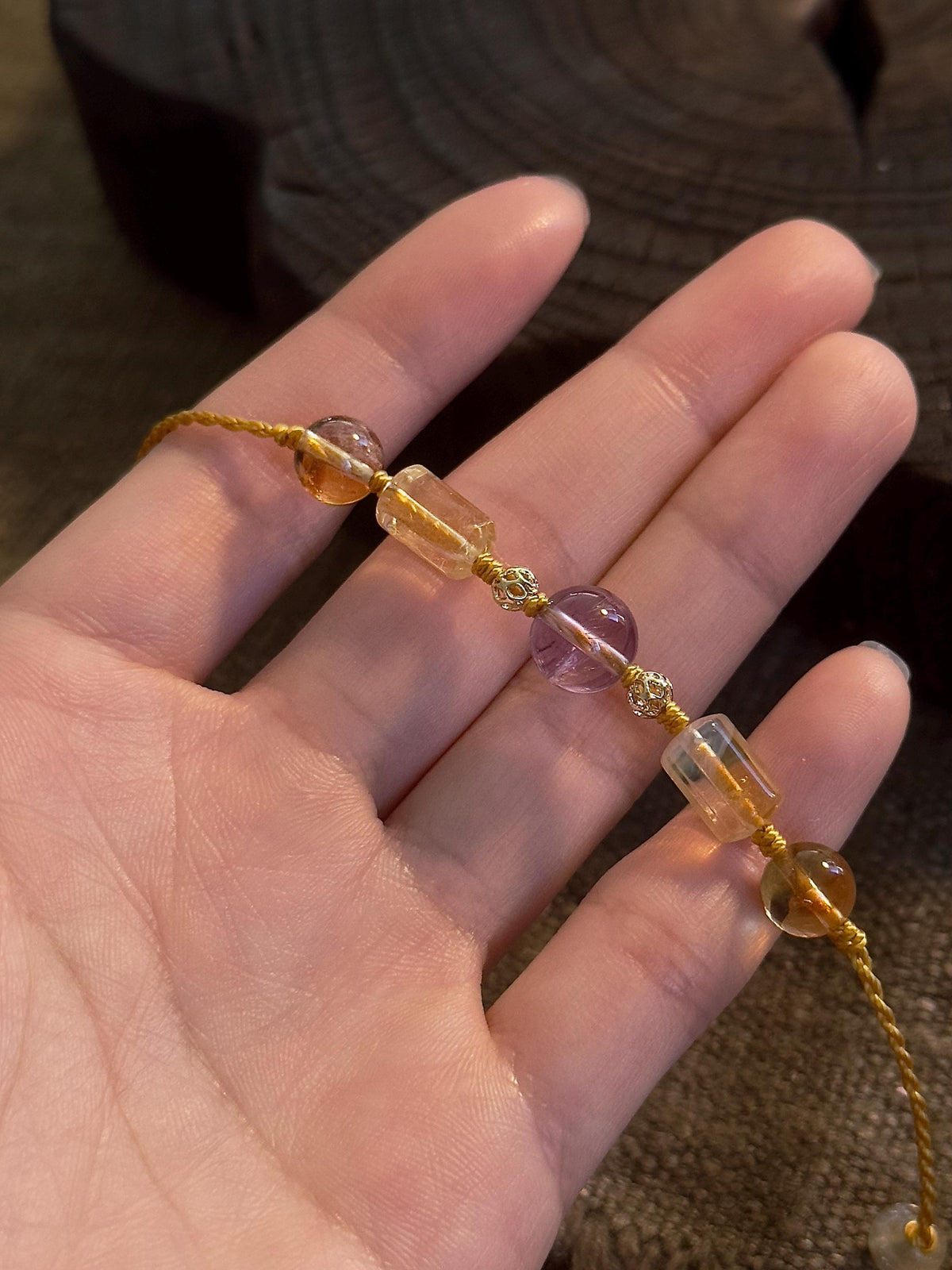 Brazilian Amethyst and Citrine Handwoven Bracelet