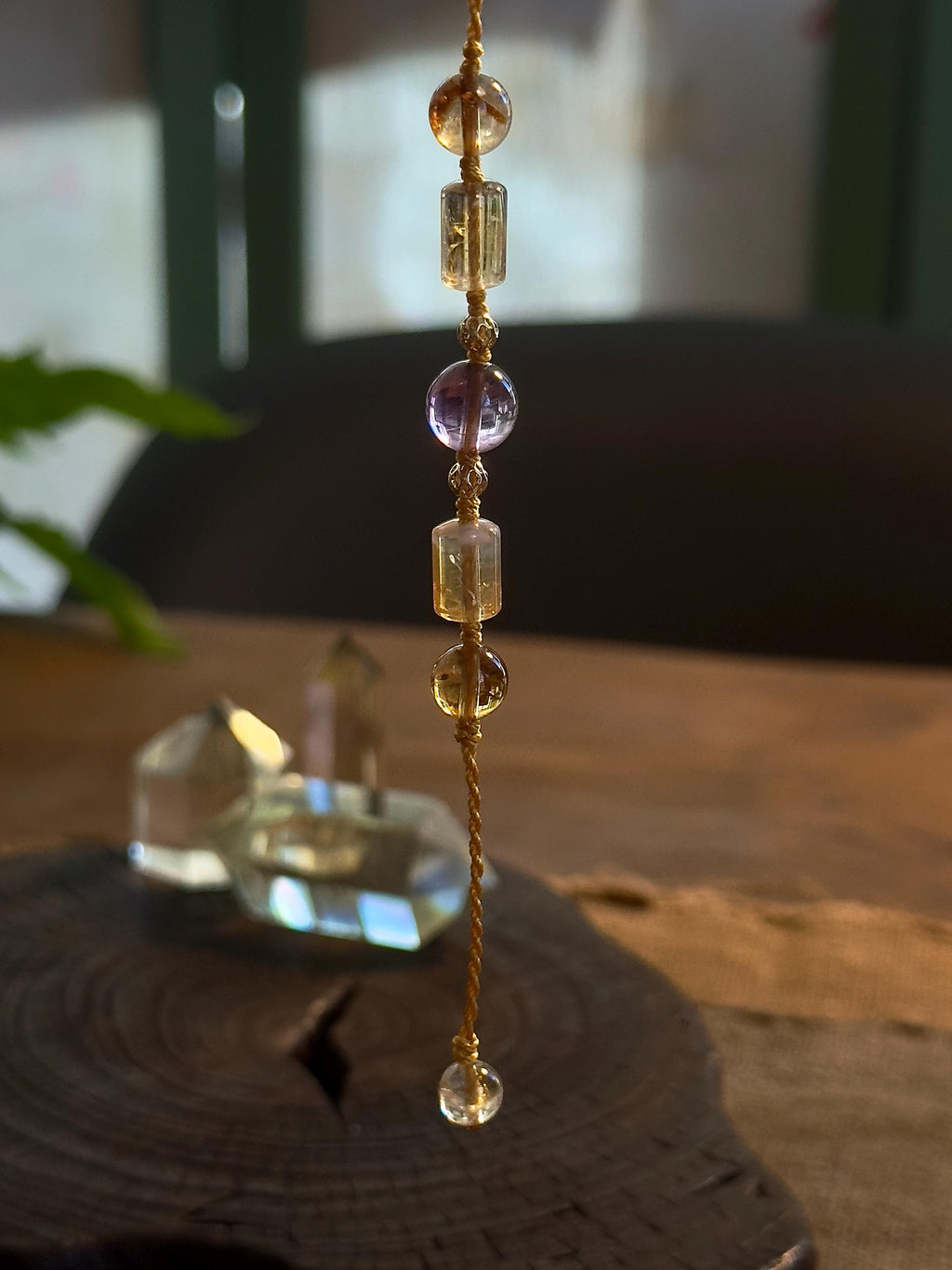 Brazilian Amethyst and Citrine Handwoven Bracelet