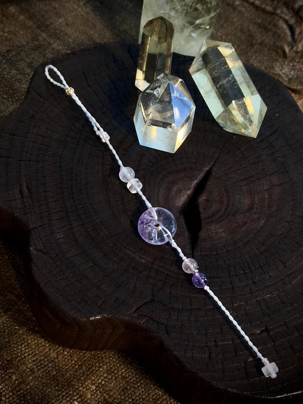 Amethyst peace buckle handwoven crystal bracelet
