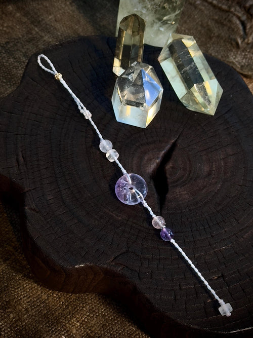 Amethyst peace buckle handwoven crystal bracelet