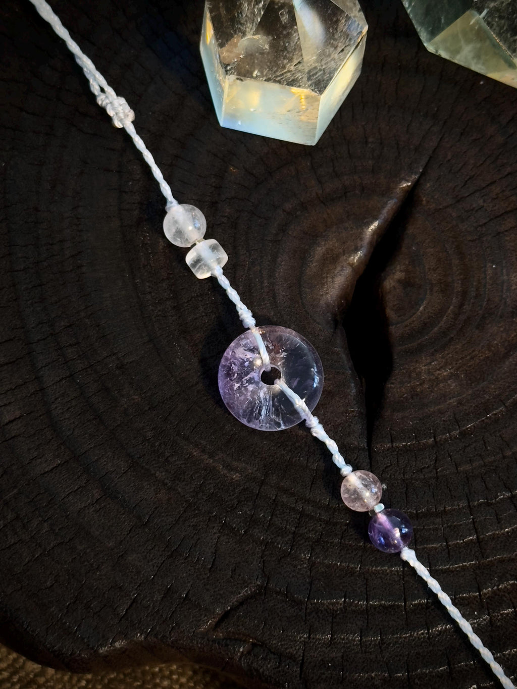 Natural amethyst peace buckle bracelet detail