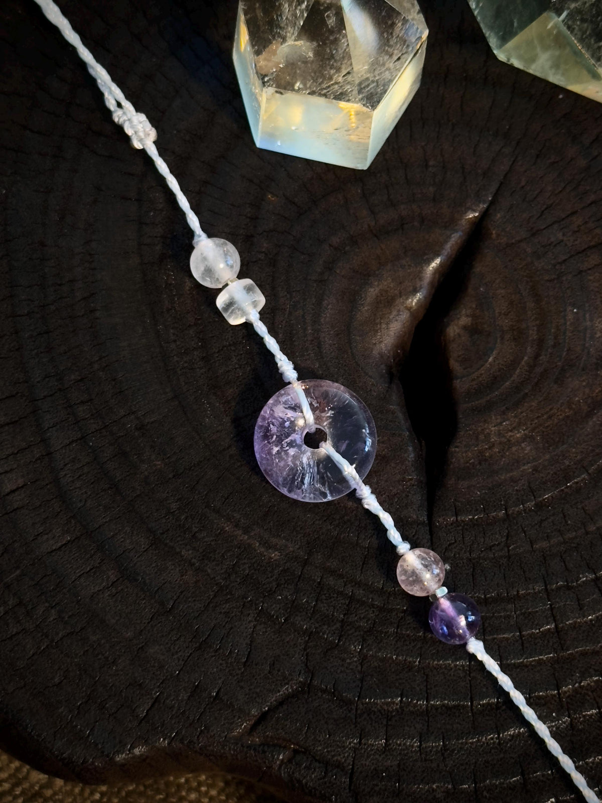 Natural amethyst peace buckle bracelet detail