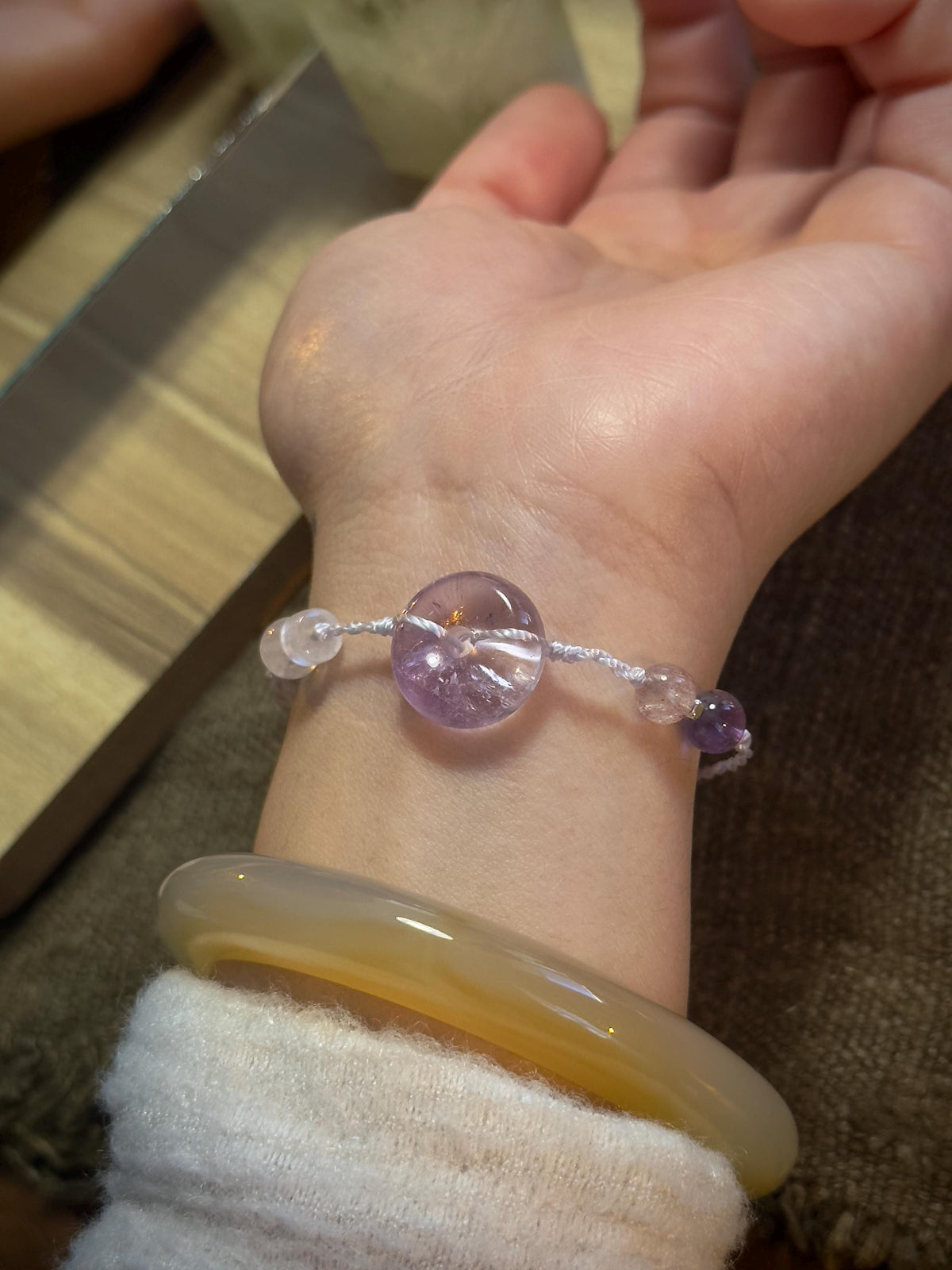 Adjustable handwoven crystal bracelet