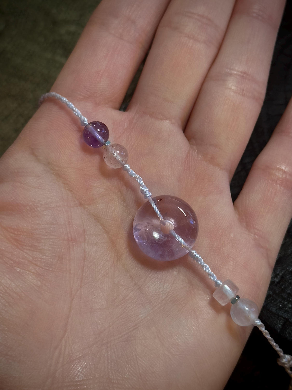 Amethyst peace buckle crystal bracelet detail