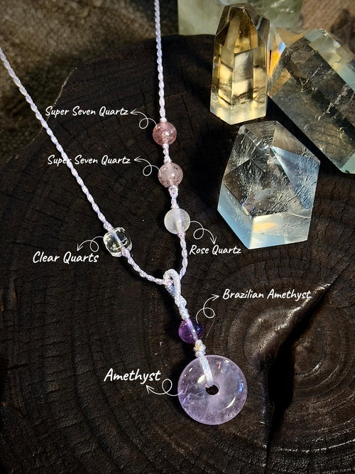 Amethyst Peace Buckle Necklace – natural stone detail 2