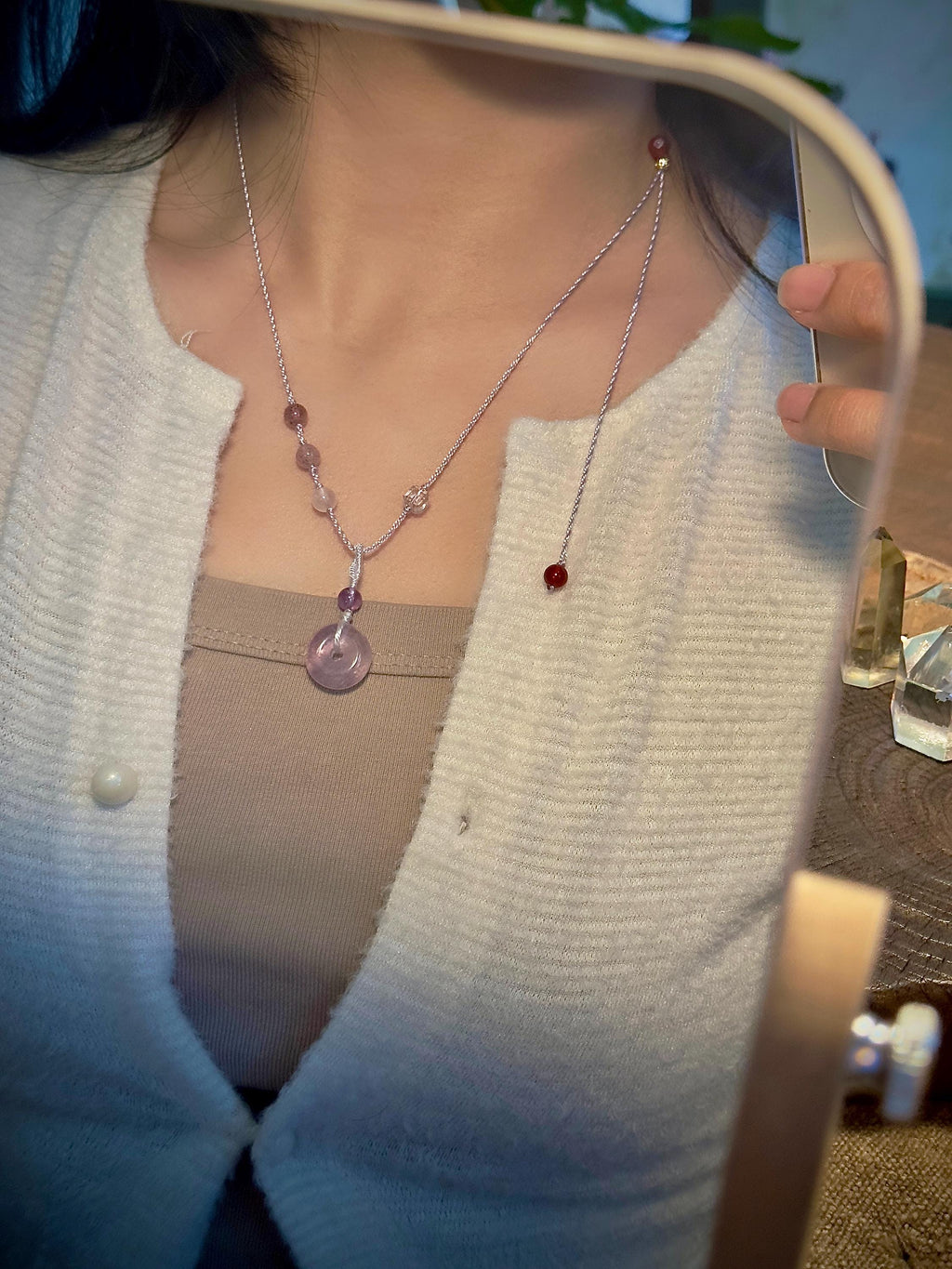 Amethyst Peace Buckle Necklace – natural stone detail 5