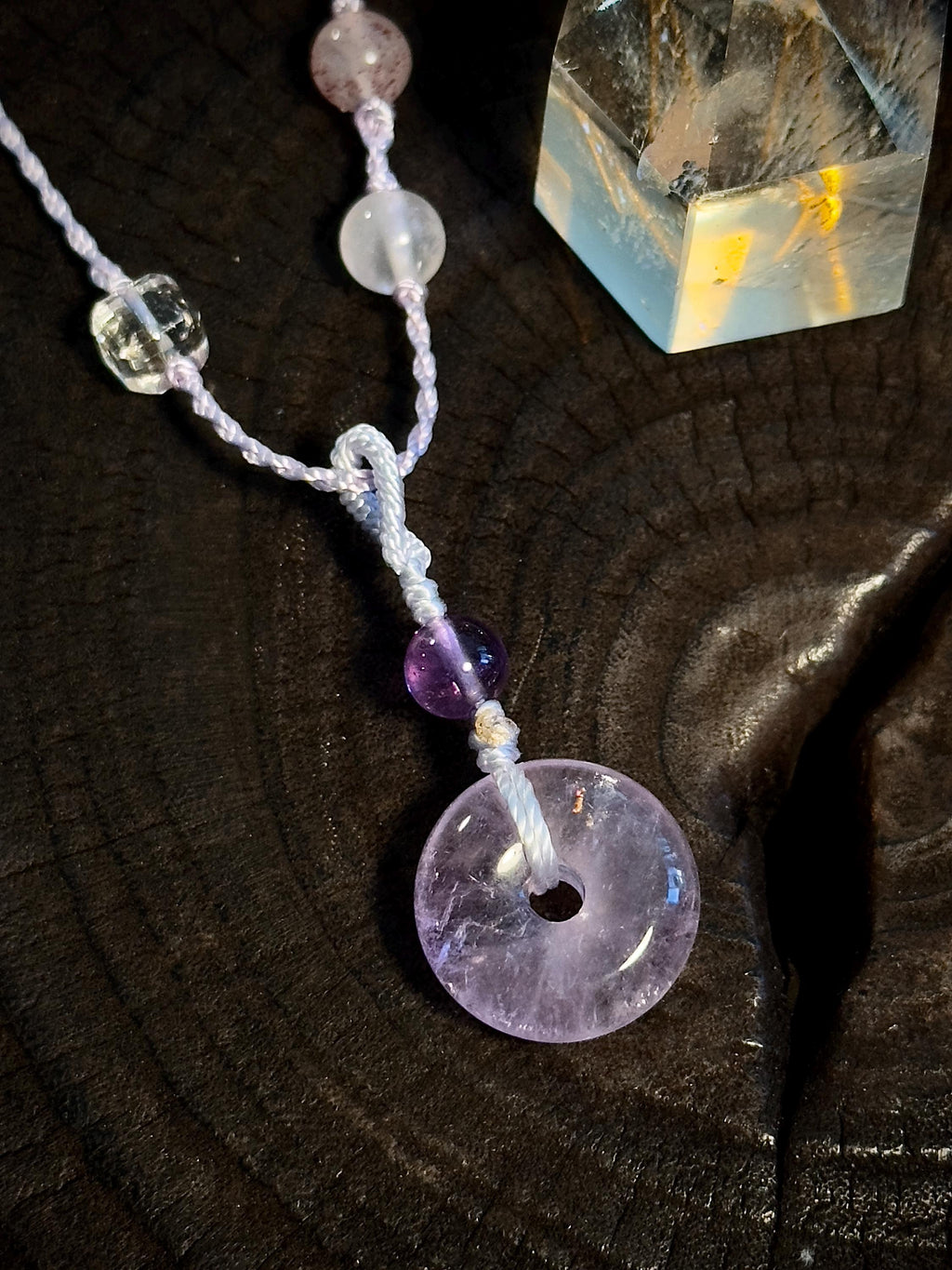 Amethyst Peace Buckle Necklace – natural stone detail 7