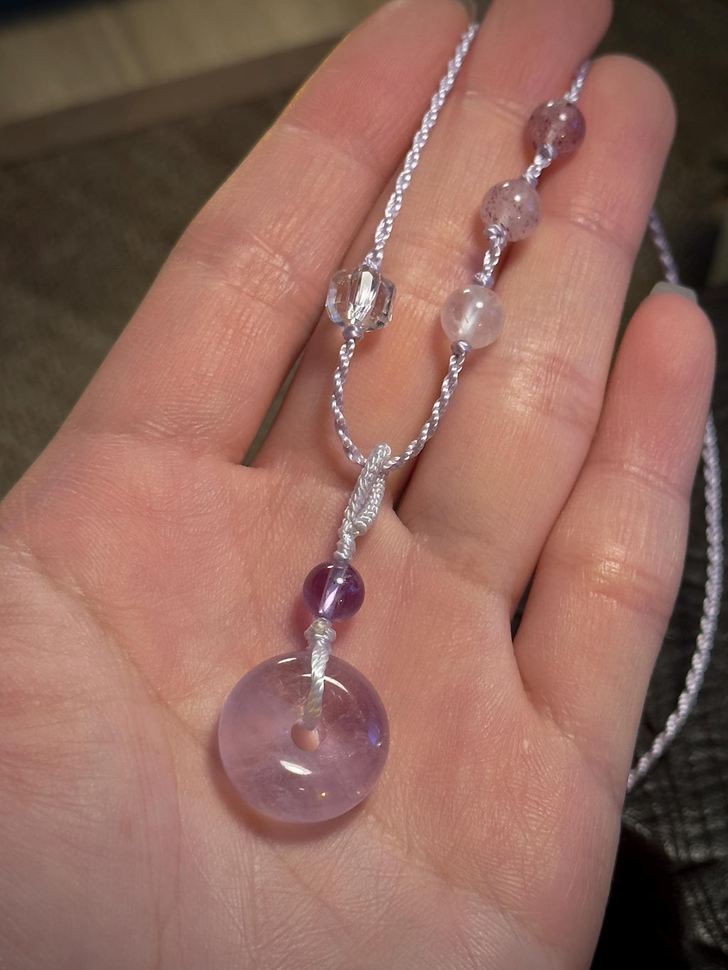 Amethyst Peace Buckle Necklace – natural stone detail 8