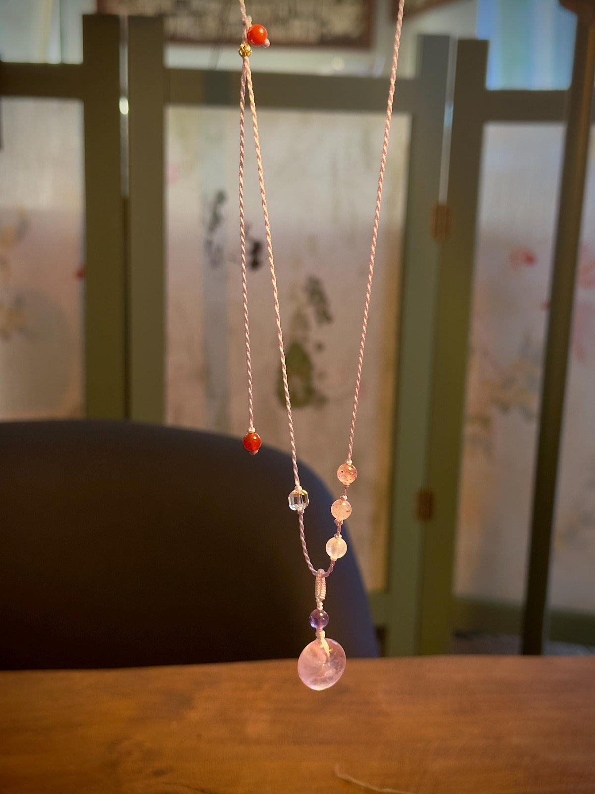 Amethyst Peace Buckle Necklace – natural stone detail 9