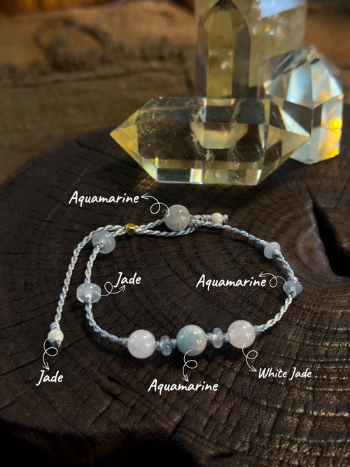 Aquamarine & Jade Bracelet – natural stone detail 2