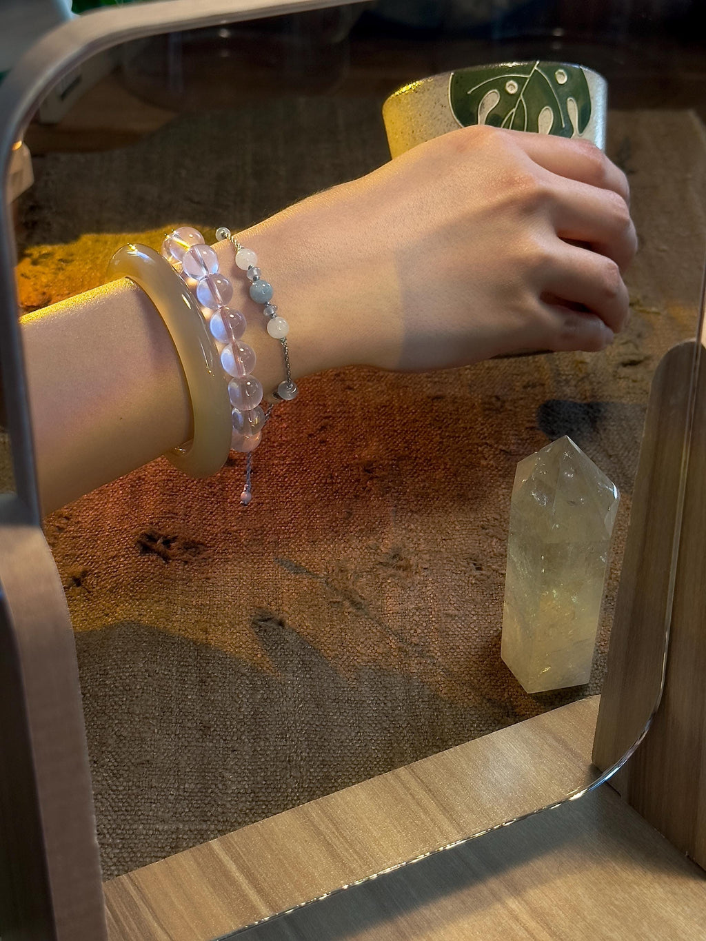 Aquamarine & Jade Bracelet – natural stone detail 5