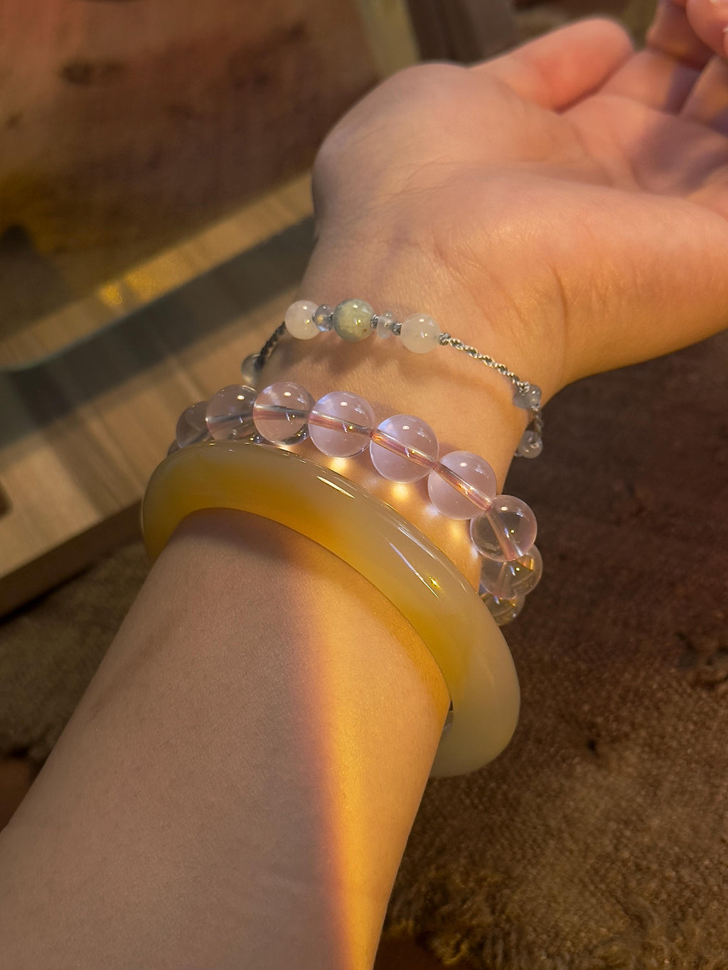 Aquamarine & Jade Bracelet – natural stone detail 7