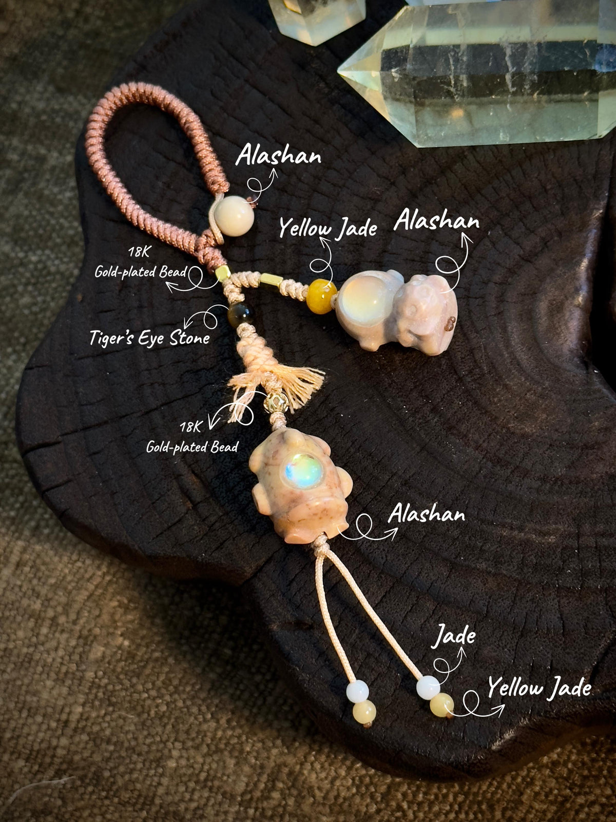 Natural Alashan agate astronaut charm detail