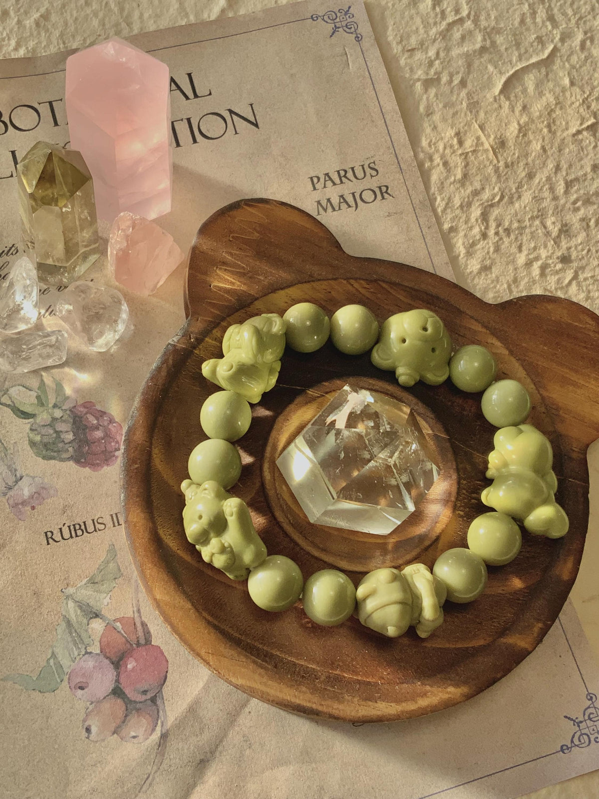 Avocado Green Bear Alashan Agate Bracelet