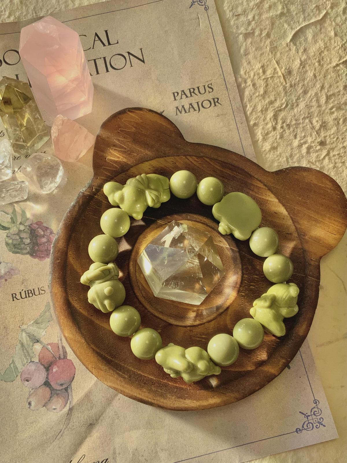 Avocado Green Bear Alashan Agate Bracelet
