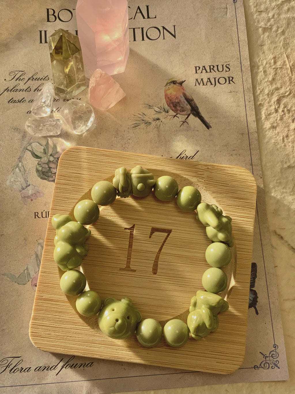 Avocado Green Bear Alashan Agate Bracelet