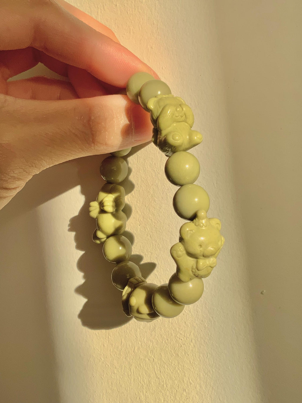 Avocado Green Bear Alashan Agate Bracelet