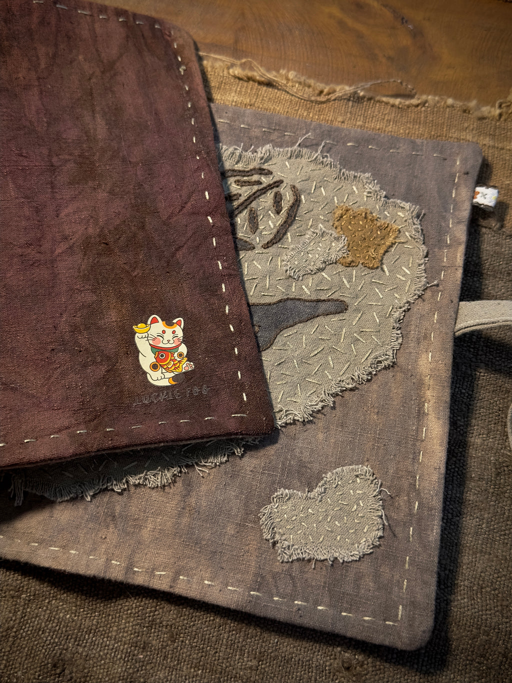 Bird & Persimmon Sashiko Tea Mat – detail 8