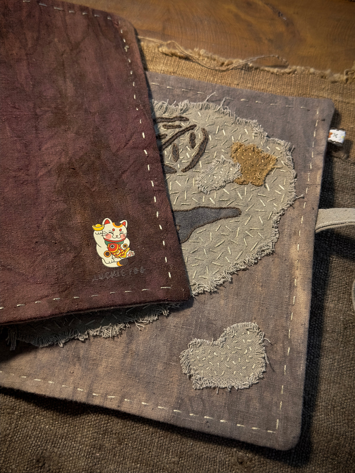 Bird & Persimmon Sashiko Tea Mat – detail 8