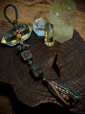 Black Wealth Deity Alashan agate handwoven charm