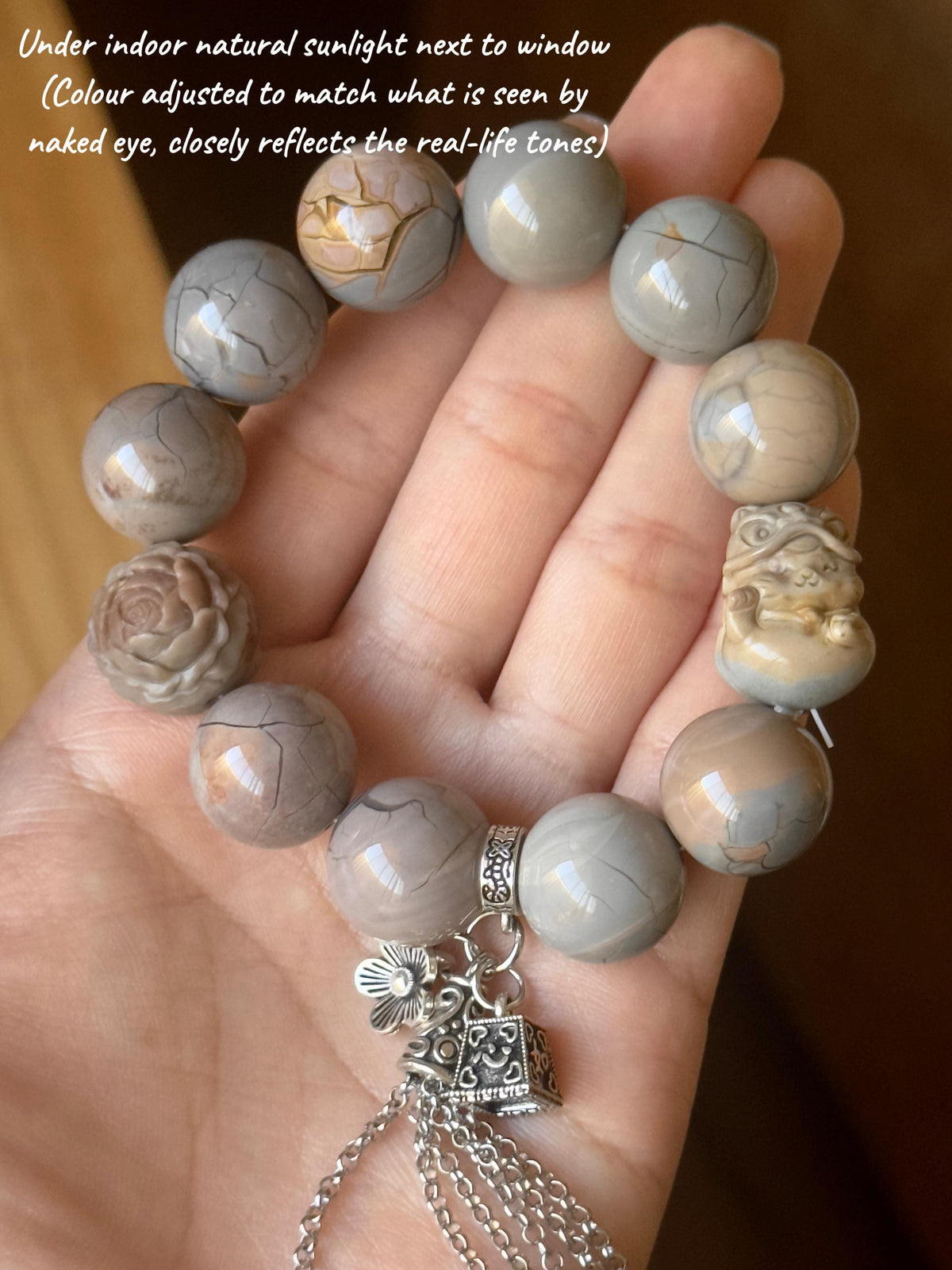 Blue Purple Alashan Agate Bracelet – natural stone detail 3