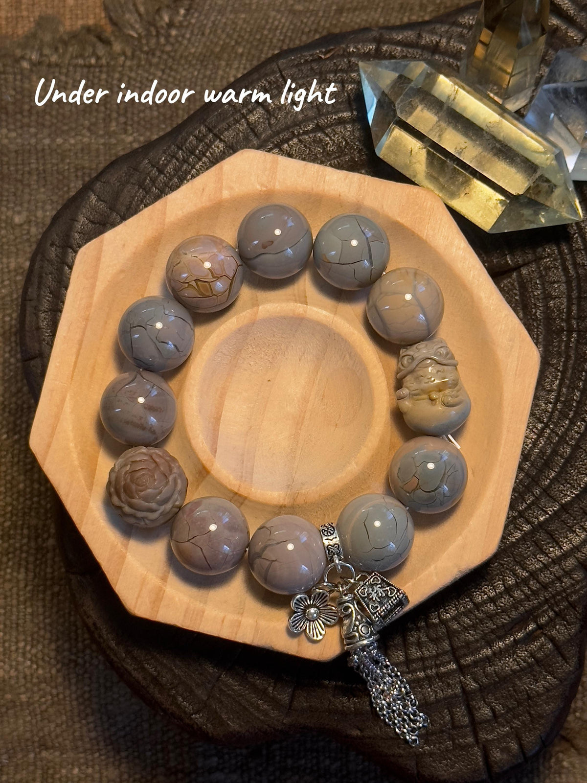 Blue Purple Alashan Agate Bracelet – natural stone detail 4