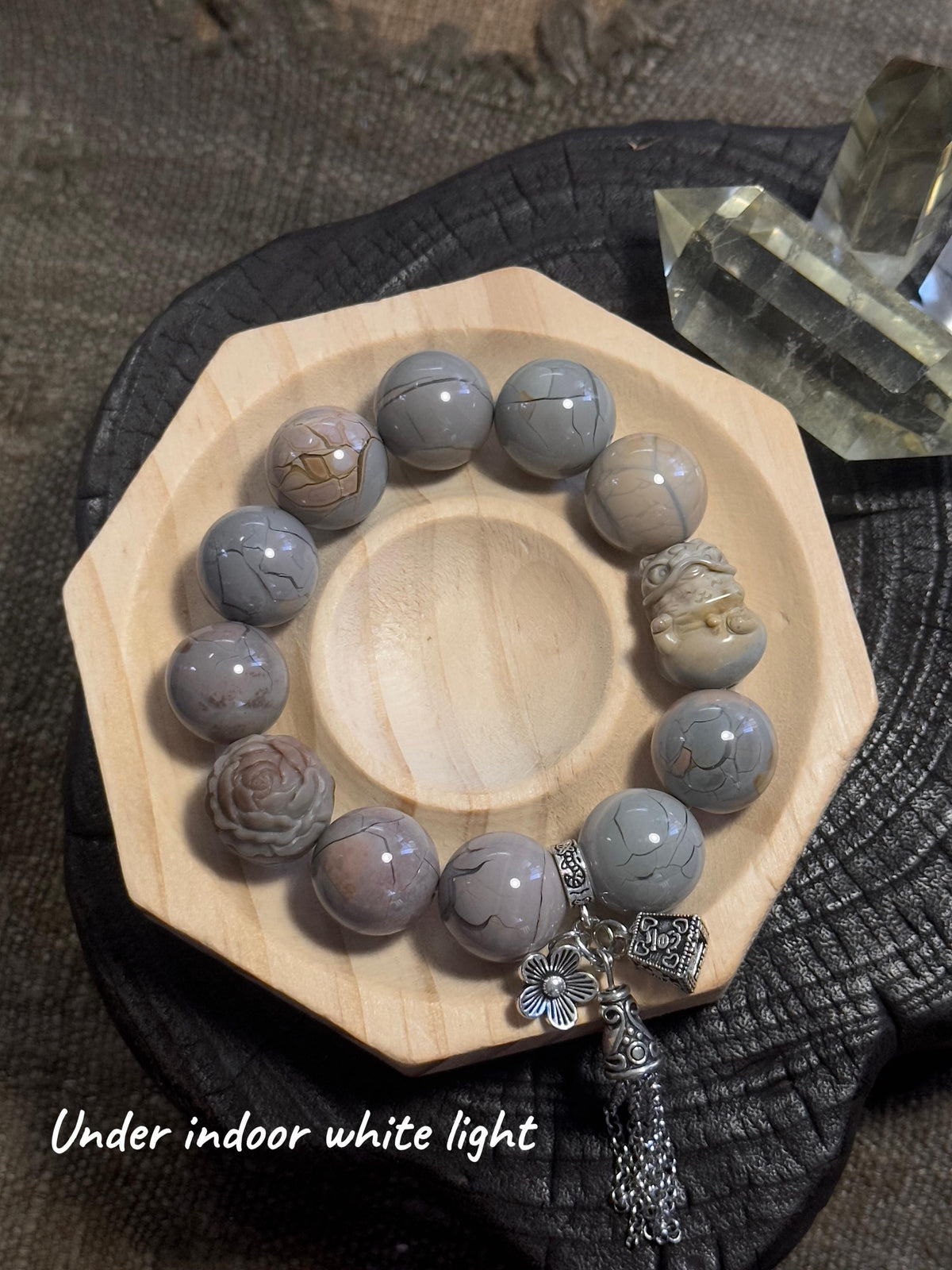 Blue Purple Alashan Agate Bracelet – natural stone detail 5