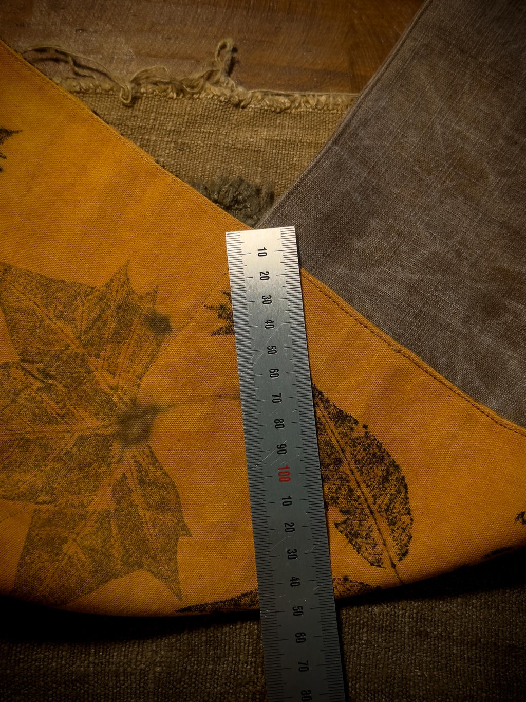 Small plant dyed botanical shoulder bag artisan textile