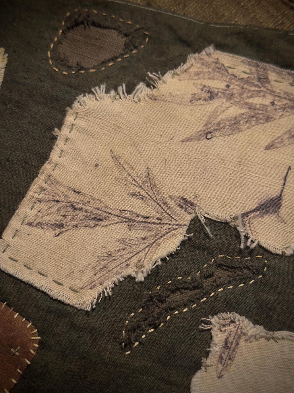 Hand-stitched wabi-sabi tea runner