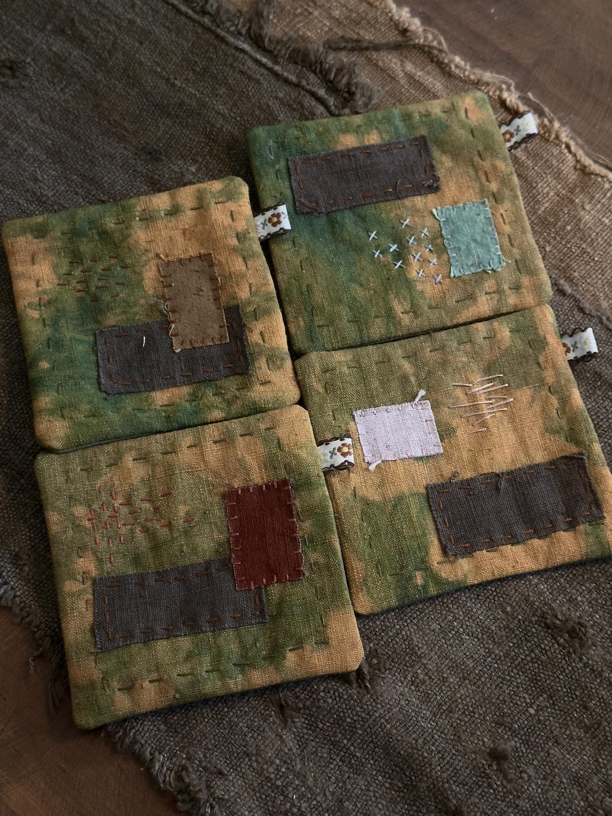 Wabi-Sabi Botanical Plant-Dyed Coasters Set of 4