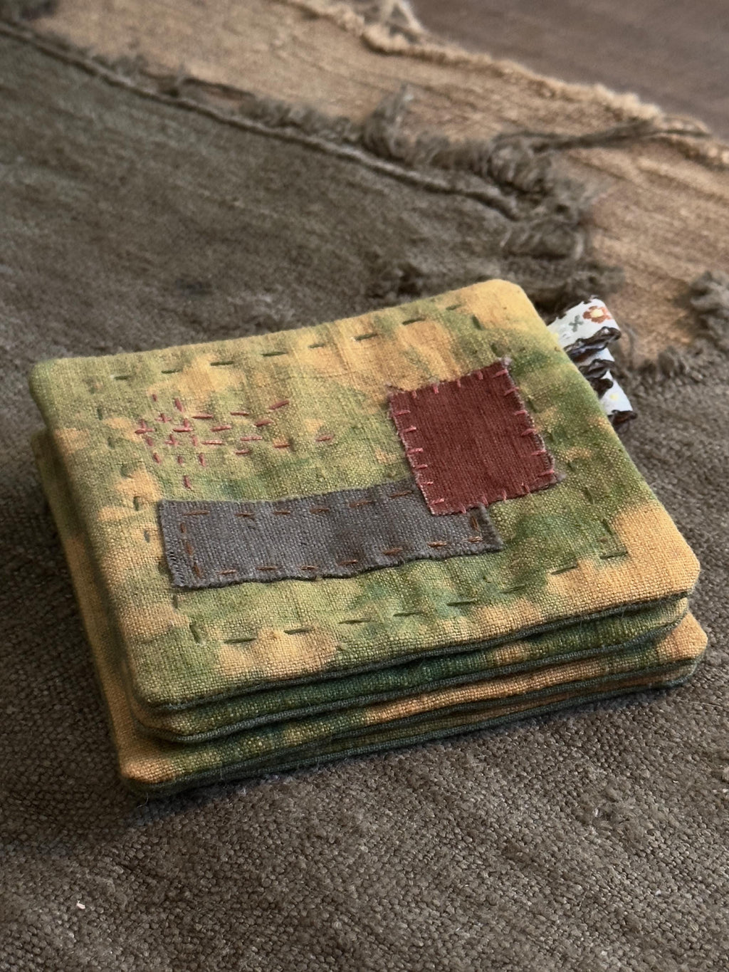 Wabi-Sabi Botanical Plant-Dyed Coasters Set of 4