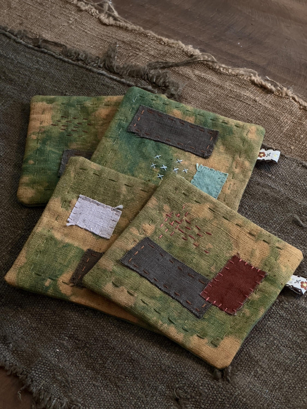Wabi-Sabi Botanical Plant-Dyed Coasters Set of 4