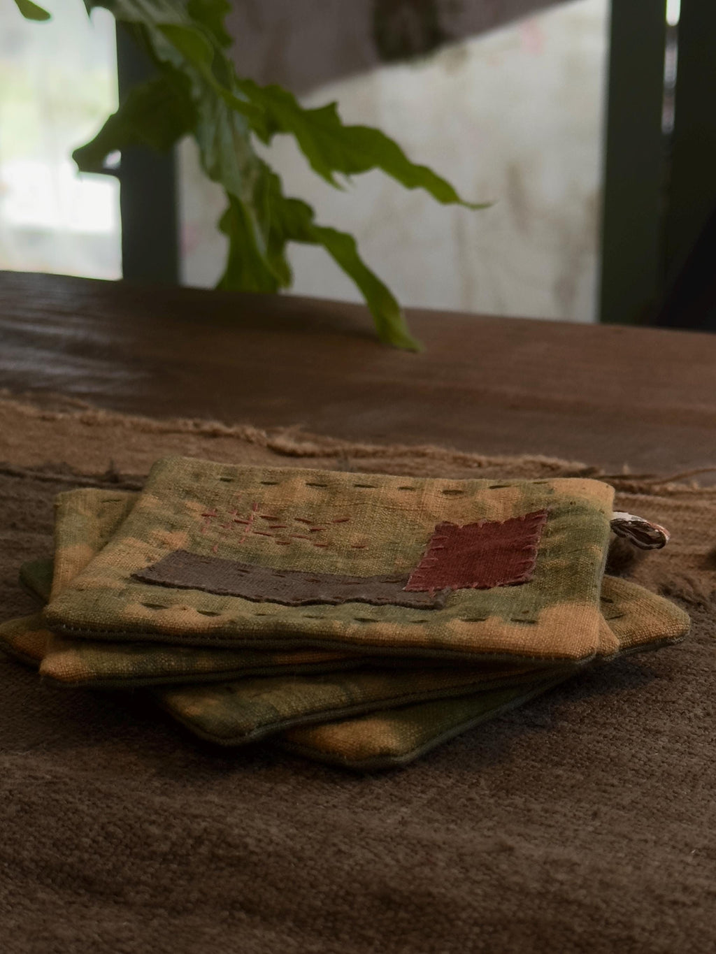 Wabi-Sabi Botanical Plant-Dyed Coasters Set of 4