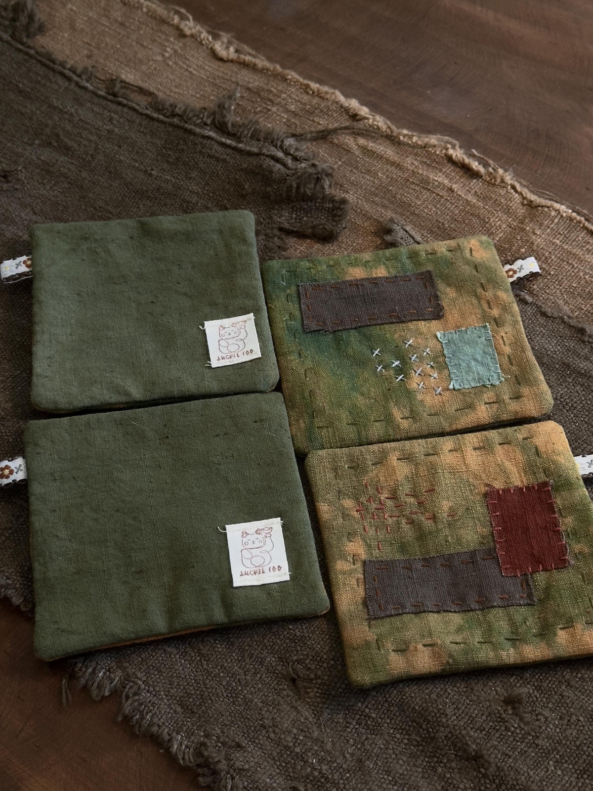 Wabi-Sabi Botanical Plant-Dyed Coasters Set of 4