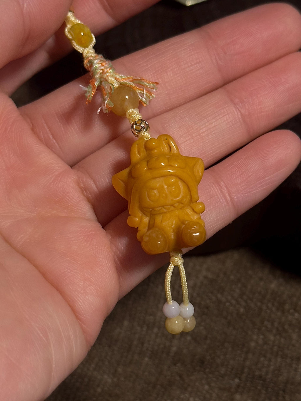 Burmese Yellow Jade Labubu Charm