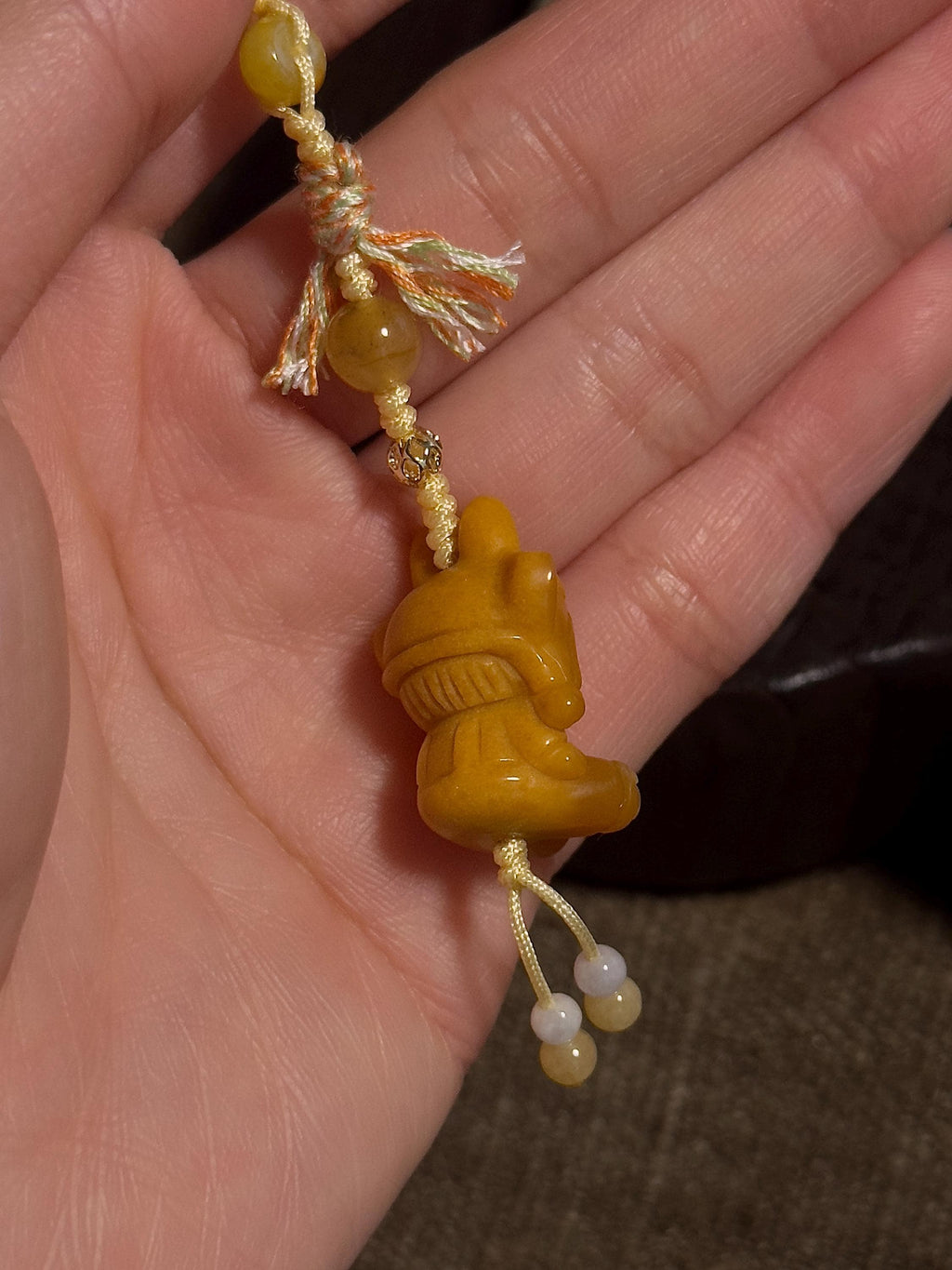 Burmese Yellow Jade Labubu Charm