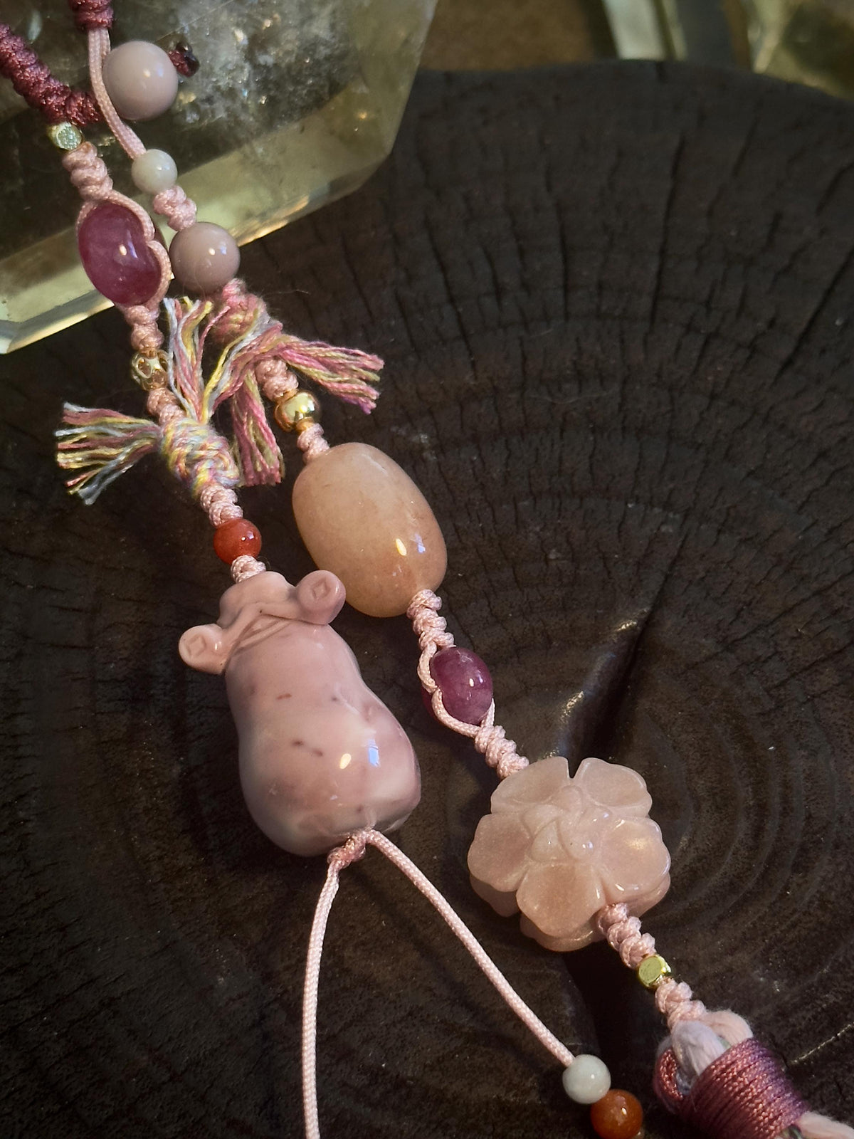 Capybara Alashan Agate & Jade Bag Charm – detail 2